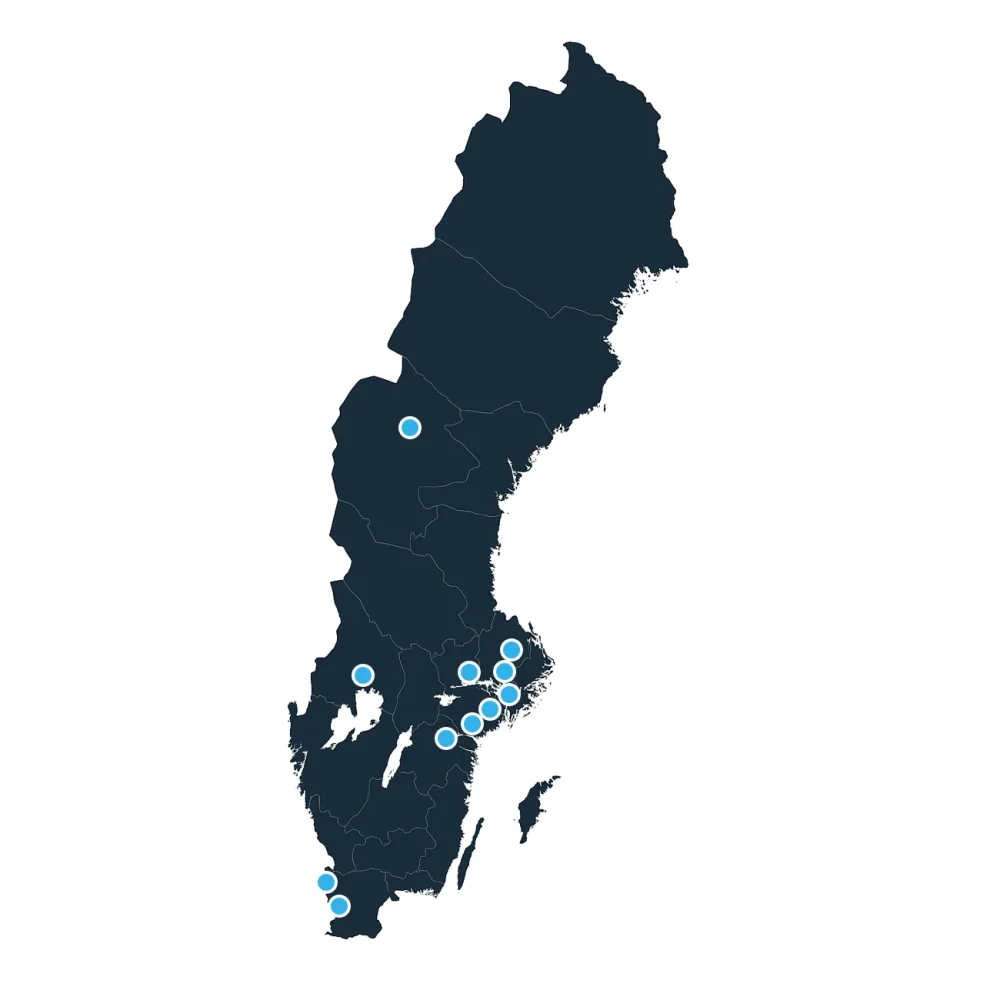 Karta över Stadsrum fastigheters aktiva områden